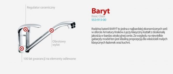 ARMATURA KRAKÓW - BARYT bateria wannowa ścienna 554-010-00