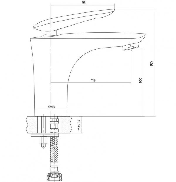 CERSANIT - Bateria umywalkowa stojąca MAYO z korkiem klik-klak DESIGN S951-052