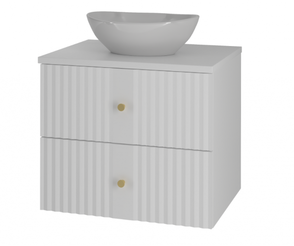 MEGSTYL Szafka z Umywalką i Blatem 2S 60cm Biały Mat Zestaw-2 XILO-0000-0129