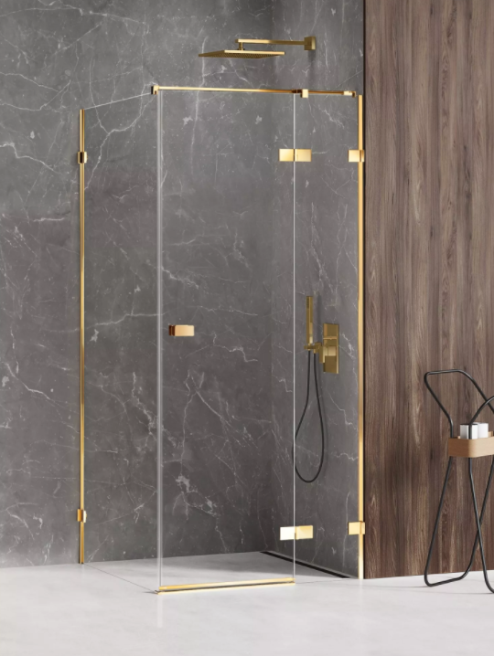 NEW TRENDY Kabina prysznicowa drzwi uchylne AVEXA GOLD SHINE Linia Platinium 100x120x200 EXK-1678/EXK-1679