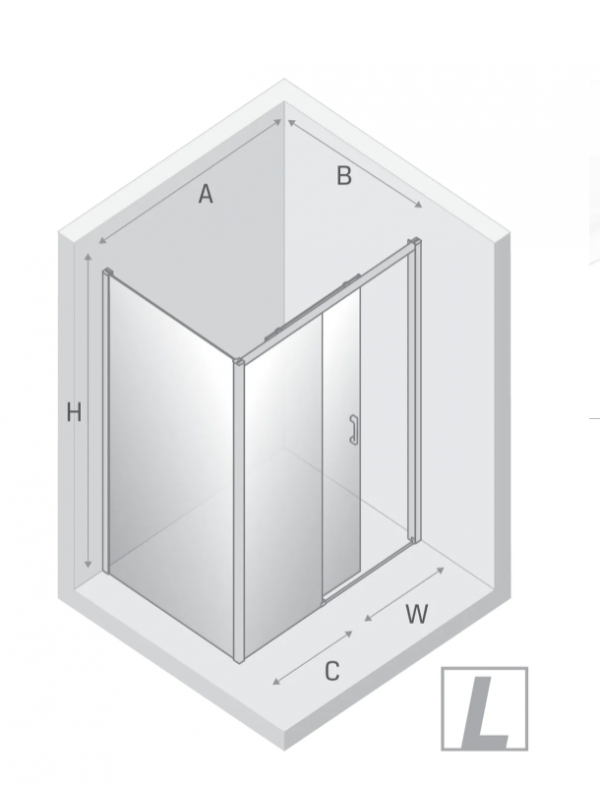 NEW TRENDY Kabina prysznicowa Prime 120x90, drzwi przesuwne, wejście od strony ściany  K-1206/K-1234