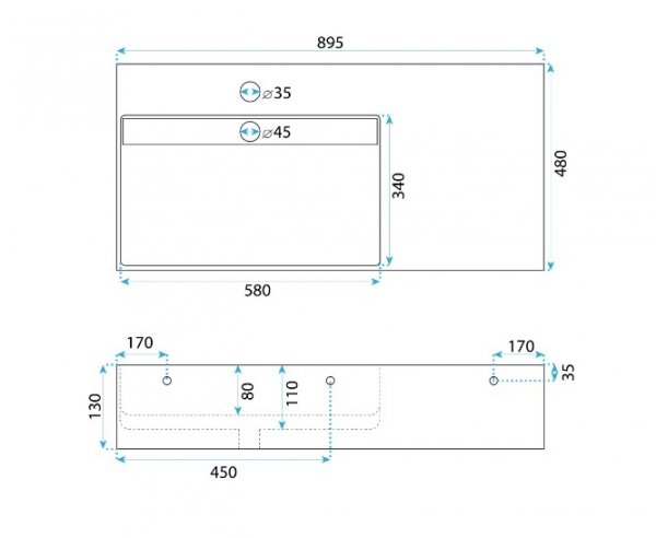 REA - Umywalka konglomeratowa ARCHI 90 CM biały mat