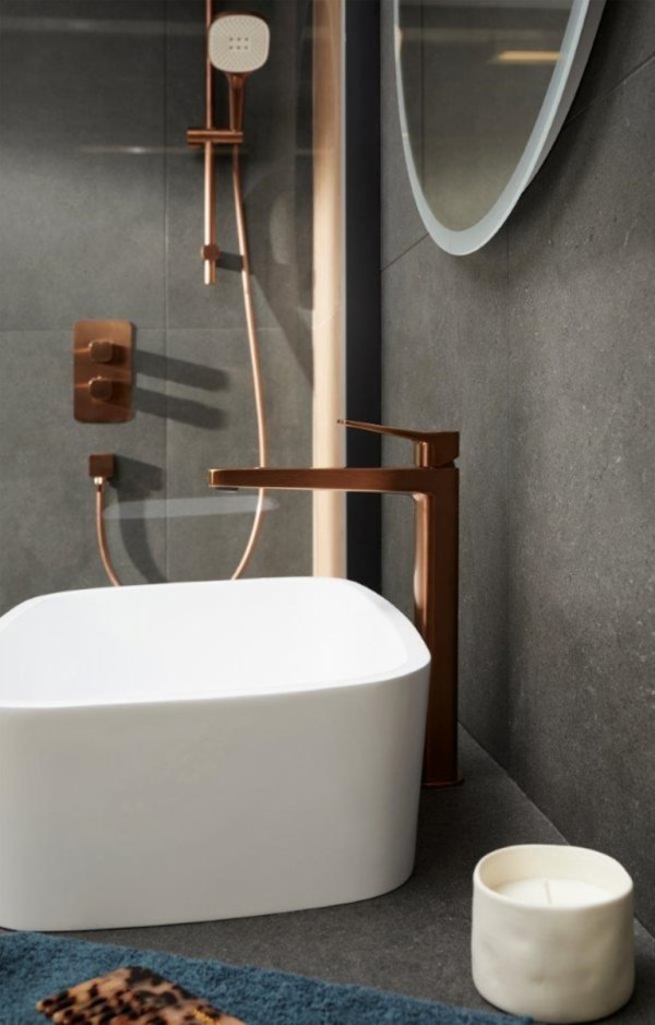 ARMATURA KRAKÓW KFA Bateria umywalkowa nablatowa MALAGA BRUSHED ROSE GOLD 4522-712-34