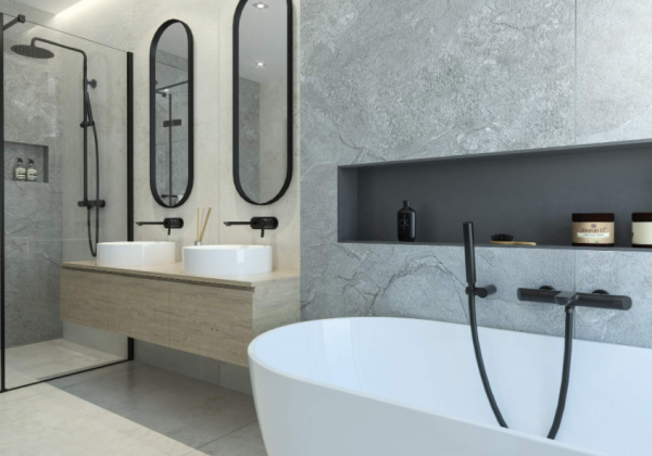 DEANTE Bateria wannowa ścienna ARNIKA NERO BQA_N10M