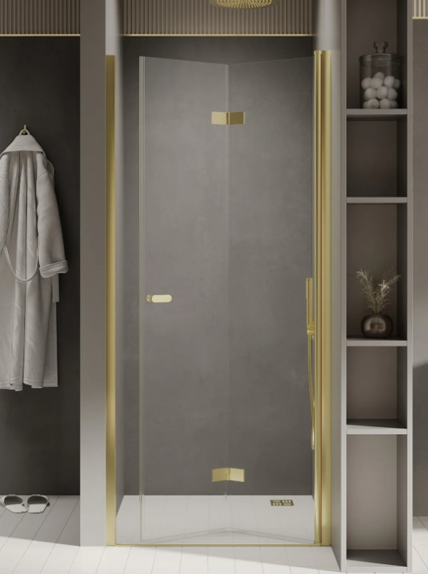 NEW TRENDY Drzwi wnękowe New Soleo Light Gold, pojedyncze, składane prawe 80x195 D-0463A