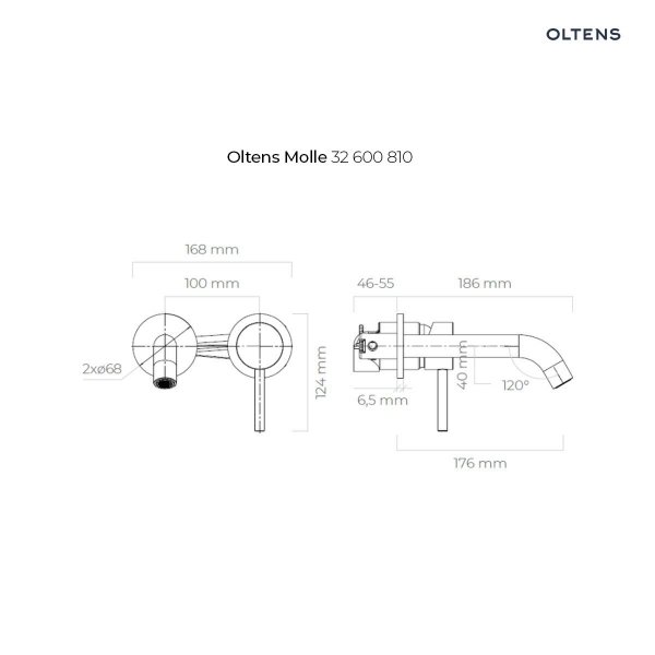 Oltens Molle bateria umywalkowa podtynkowa kompletna złoto szczotkowane 32600810