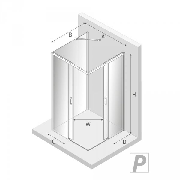 NEW TRENDY Kabina prysznicowa drzwi podwójne przesuwne PRIME LIGHT GOLD 80x70x200 K-1184