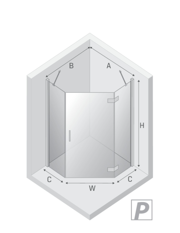 NEW TRENDY Kabina NESTA chrom 1D pięciokątna P 80x80x200 czyste 6mm Active Shield 2.0 K-3686