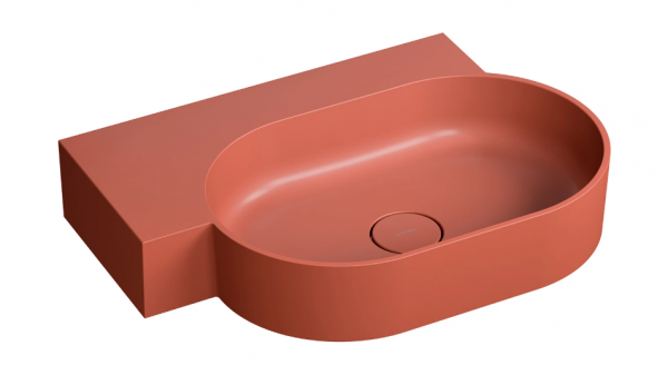 OMNIRES umywalka nablatowa/wisząca OVO M+ lewa, 64 x 44 cm terracotta mat OVO645UWLTE