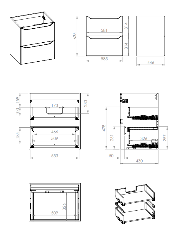 ELITA SZAFKA 58.5 x 63.5 x 44.2 HELO 60 2S SAGE MATT PDW RE010600201470