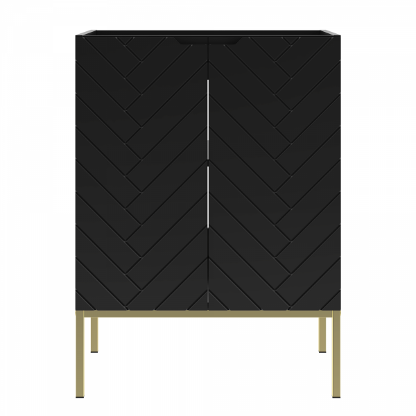 MEGSTYL ASPEN-09 - Szafka Pod Umywalkę 2D 60cm Czarny Mat Złoty Stelaż  ASPEN-000027