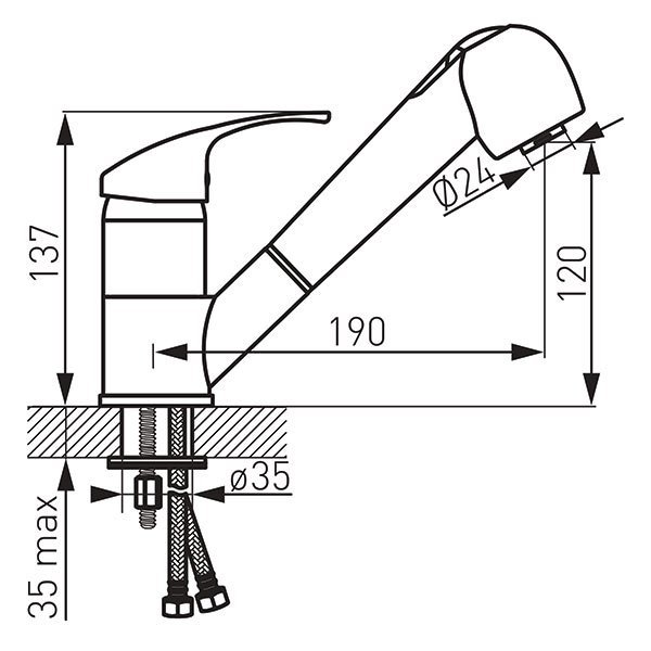 FERRO - bateria zlewozmywakowa stojąca z wyciąganym natryskiem VASTO BVA8