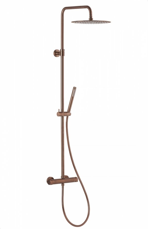 ARMATURA KRAKÓW KFA Zestaw prysznicowo-wannowy deszczownia wannowa z baterią termostatyczną MOZA BRUSHED ROSE GOLD 5736-921-34