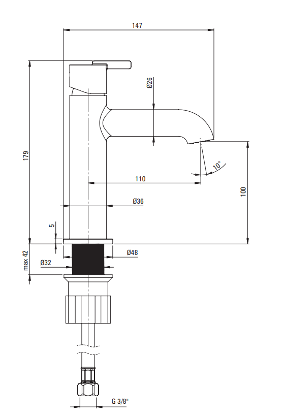 DEANTE - Bateria umywalkowa SILIA Złoto Szczotkowane BQS_R20M