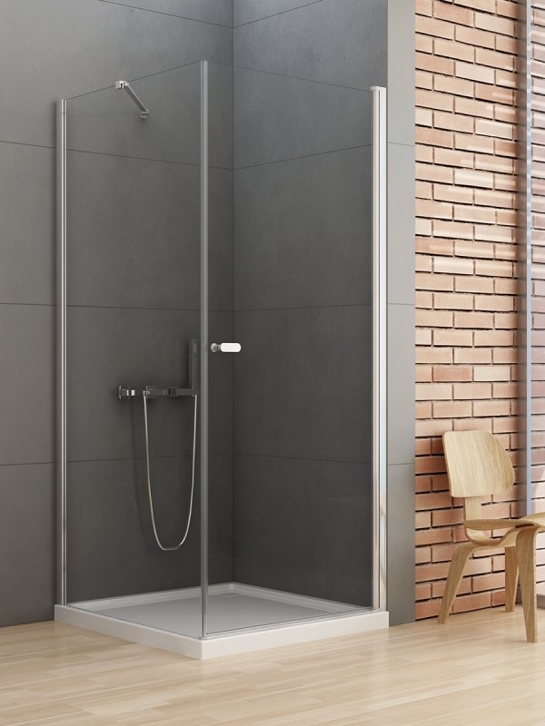 NEW TRENDY Kabina prysznicowa NEW SOLEO 1D prostokątna U 80x100x195 szkło czyste 6mm Active Shield 2.0 D-0140A/D-0089B