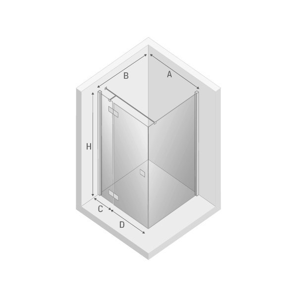 NEW TRENDY Kabina prysznicowa prostokątna pojedyncze drzwi uchylne REFLEXA 100x90 EXK-1238/EXK-0006/1243 PL PRODUKCJA
