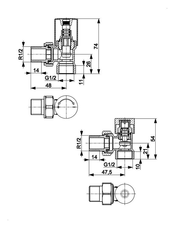 ARMATURA KRAKÓW KFA zestaw grzejnikowy, kątowy Komfort PRO, BIAŁY 758-130-44-BL