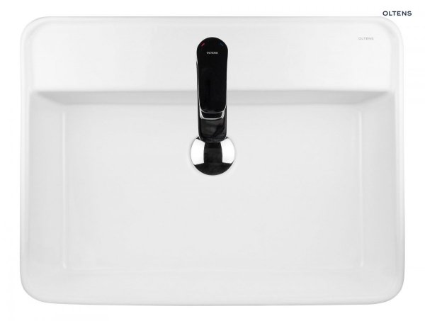 Oltens Duve umywalka 58x43,5 cm nablatowa prostokątna z powłoką SmartClean biała 41812000