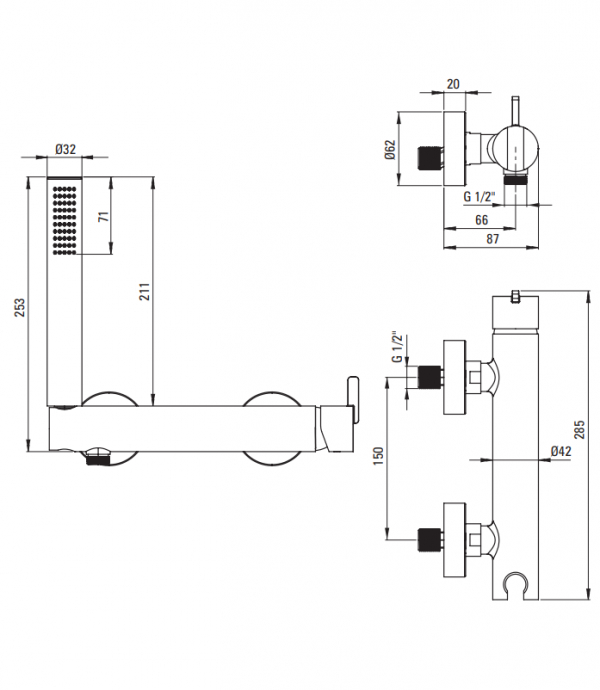 DEANTE - Bateria prysznicowa SILIA z zestawem prysznicowym Złoto Szczotkowane BQS_R41M