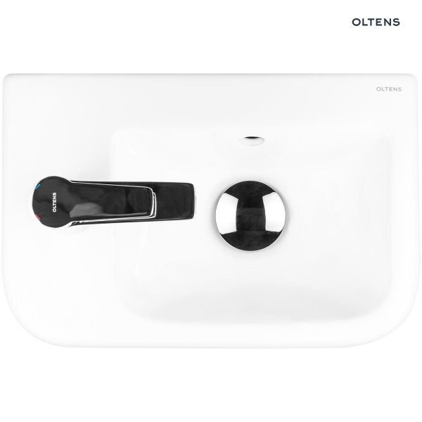 Oltens Vernal umywalka 37x24,5 cm wisząca lewa z powłoką SmartClean biała 41504000