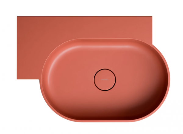 OMNIRES umywalka nablatowa/wisząca OVO M+ lewa, 64 x 44 cm terracotta mat OVO645UWLTE