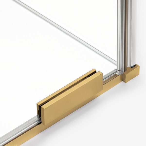 NEW TRENDY Kabina prysznicowa SMART GOLD BRUSHED 1D kwadratowa U 110x110x200 szkło czyste 8mm Active Shield 2.0 - UCHWYT RELING EXK-7568