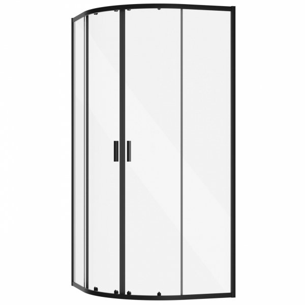 BESCO Kabina prysznicowa z brodzikiem 80x80x190 Zarya Black 80 + brodzik Alex Stone Effect Black 80 ZB-ALS80-190
