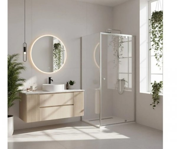 REA - Kabina Prysznicowa PRIMO SWING CHROM uchylne drzwi 100 + ścianka 70