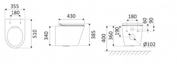 AQUAFORM - miska wc OVIEDO Rimless z deską duroplastową SLIM wolnoopadającą, kolor biały  CE-MW-003-11-51