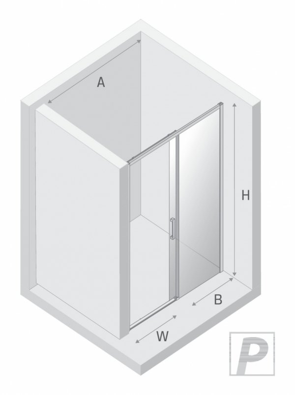 NEW TRENDY Drzwi wnękowe PRIME GUNMETAL BRUSHED 1D L 130x200 szkło czyste 6mm Active Shield 2.0 D-0891A