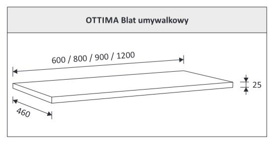 AQUAFORM - blat umywalkowy OTTIMA 60 pełny 60X2,5X46 Czarny beton  AQ.401-1706033