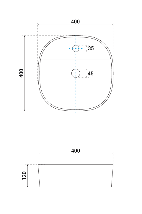 BESCO Umywalka nablatowa Anes Cera-Line 40 UNC-40-ANB