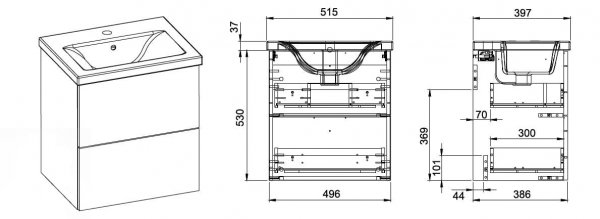 AQUAFORM - Set FRAME 50 2S zestaw szafka + umywalka DĄB CANELA 169182