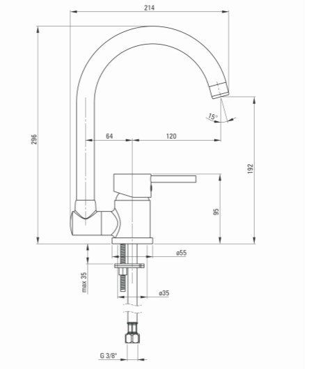 DEANTE - Bateria zlewozmywakowa ASTER stojąca ze składaną wylewką U  chrom  BCA_061M