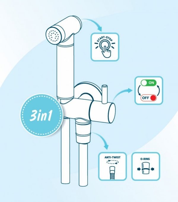 DEANTE - Zestaw bidetta z przyłączem kątowym i uchwytem na słuchawkę  chrom  ANW_051B