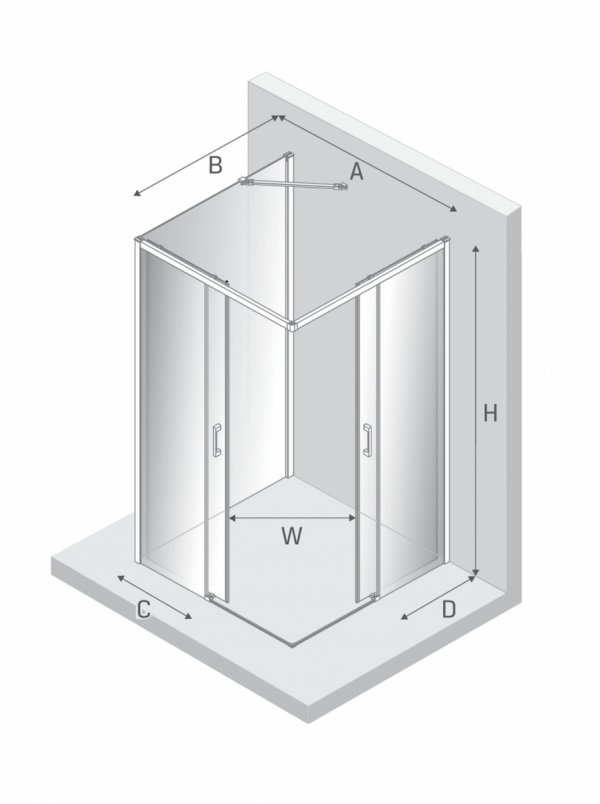 NEW TRENDY Kabina prysznicowa PRIME GUNMETAL BRUSHED 2D prostokątna przyścienna L 90x100x200 szkło czyste 6mm Active Shield 2.0 K-4964
