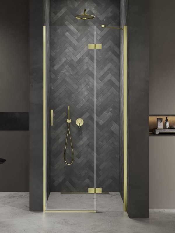 NEW TRENDY Drzwi wnękowe NESTA LIGHT GOLD 1D L 80x200 czyste 6mm Active Shield 2.0 D-0907A