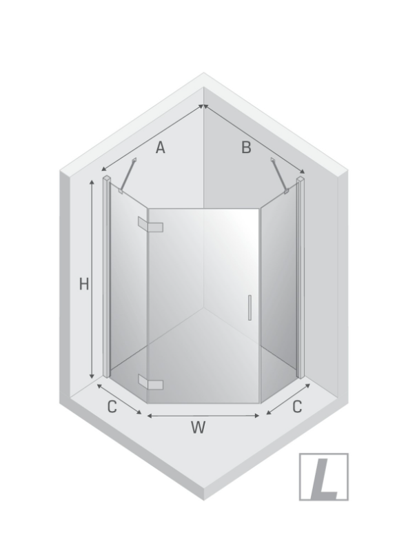 NEW TRENDY Kabina NESTA chrom 1D pięciokątna P 80x80x200 czyste 6mm Active Shield 2.0 K-3686