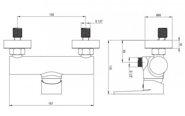 DEANTE Bateria natryskowa ścienna TUBO BUT_040M
