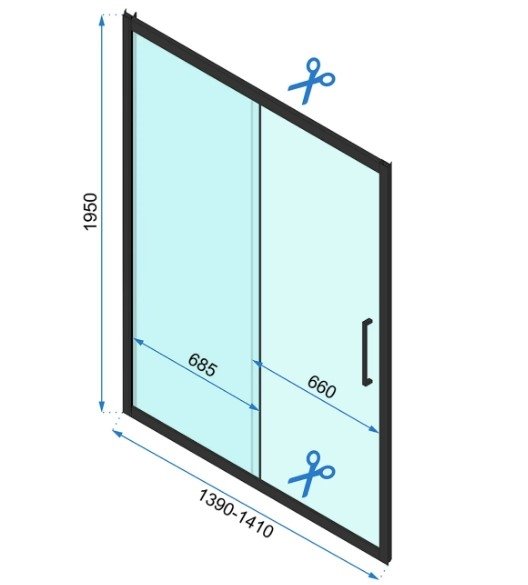 REA - Kabina Prysznicowa Przyścienna RAPID SLIDE Black-Czarna  /drzwi 140 + ścianka 100 x2 + ramię x2/