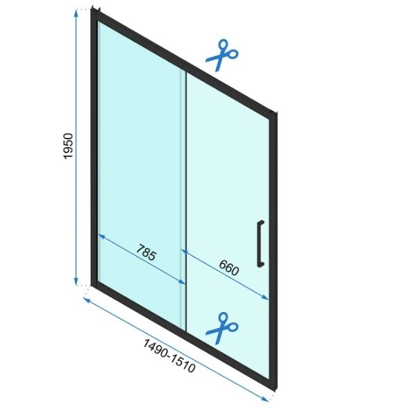 REA - Kabina Prysznicowa Przyścienna RAPID SLIDE Black-Czarna  /drzwi 150 + ścianka 80 x2 + ramię x2/