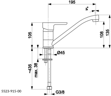 ARMATURA KRAKÓW - Bateria kuchenna stojąca GRANAT z obrotową wylewką 5523-915-00