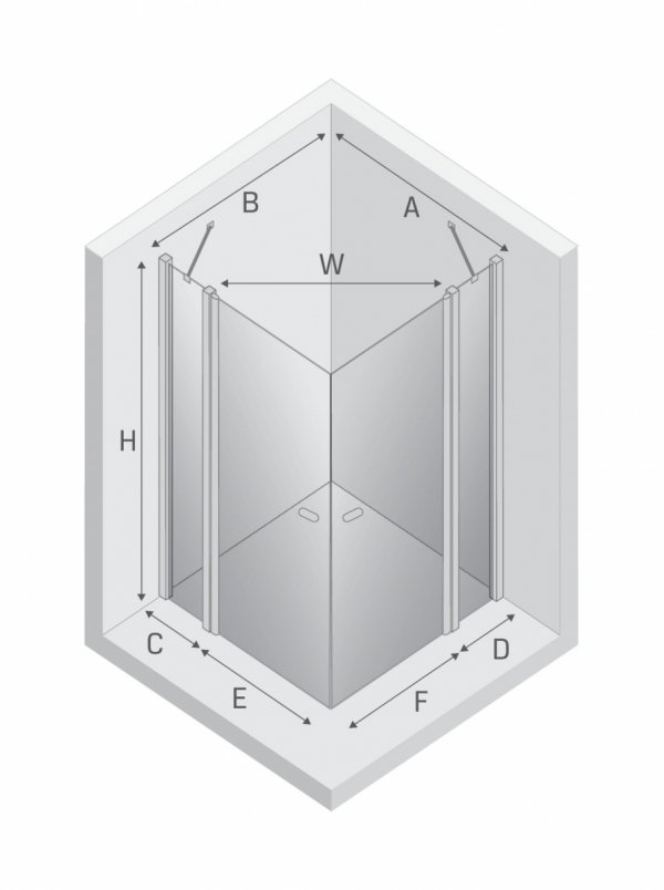 NEW TRENDY Kabina prysznicowa NEW SOLEO GOLD BRUSHED 2D prostokątna U 100x110x195 szkło czyste 6mm Active Shield 2.0 - z el. stałym K-4244