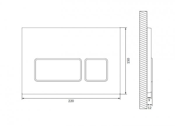 CERSANIT - Przycisk spłukujący BLOCK by Cersanit w kolorze chrom matowy z klawiszami owalnymi w kolorze czarny matowy  K97-0407