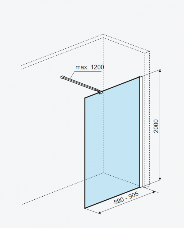 EXCELLENT Vidoq walk-in ścianka prysznicowa prosta 90x200 cm, powłoka Clean Control, złoty połysk KAEX.1506.900.LP.GL