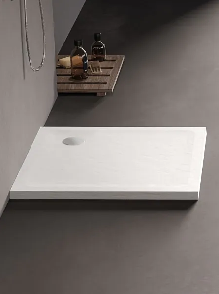 NEW TRENDY Brodzik konglomeratowy Nex 100x100, kwadratowy, w kolorze białym, wysokość 3,5cm B-0455