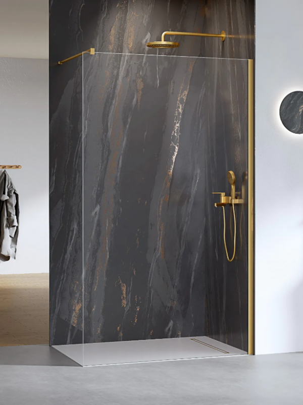 NEW TRENDY Kabina ścianka prysznicowa Nesta Gold Brushed 70x200, walk in K-1738