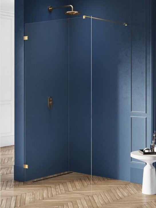NEW TRENDY Kabina ścianka walk-in szkło 8mm AVEXA GOLD BRUSHED 80x200 EXK-1817