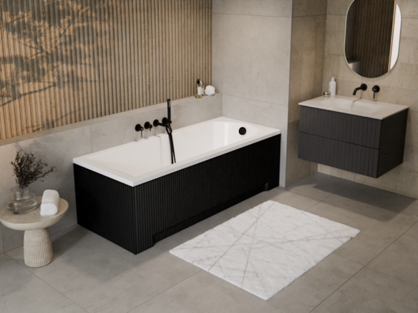 BESCO Obudowa wanny panel uni ryfle matt black 170 #OAPM-170URB