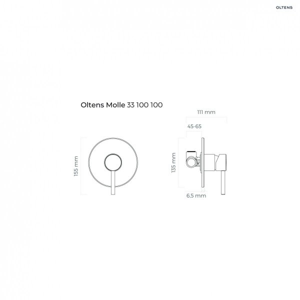 Oltens Molle bateria prysznicowa podtynkowa kompletna czarny mat 33100300